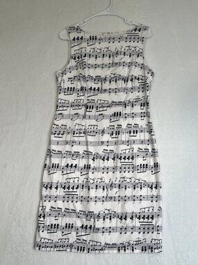 Vintage North Style Womens Size 6 Music Note Sleeveless Sheath Dress Quirky